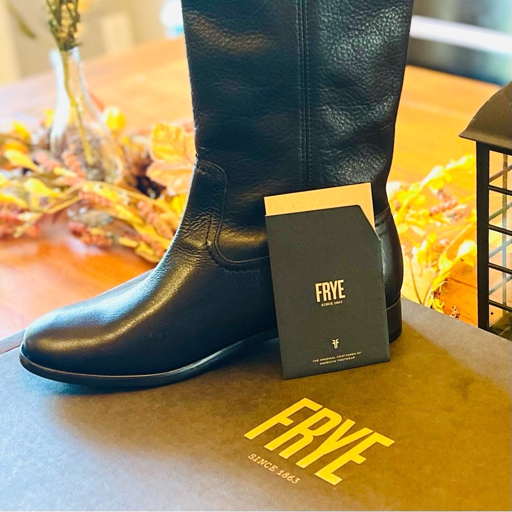 Frye NIB Cara Roper Tall Black Leather Riding Boot Size 6 With Box - Picture 5 of 16